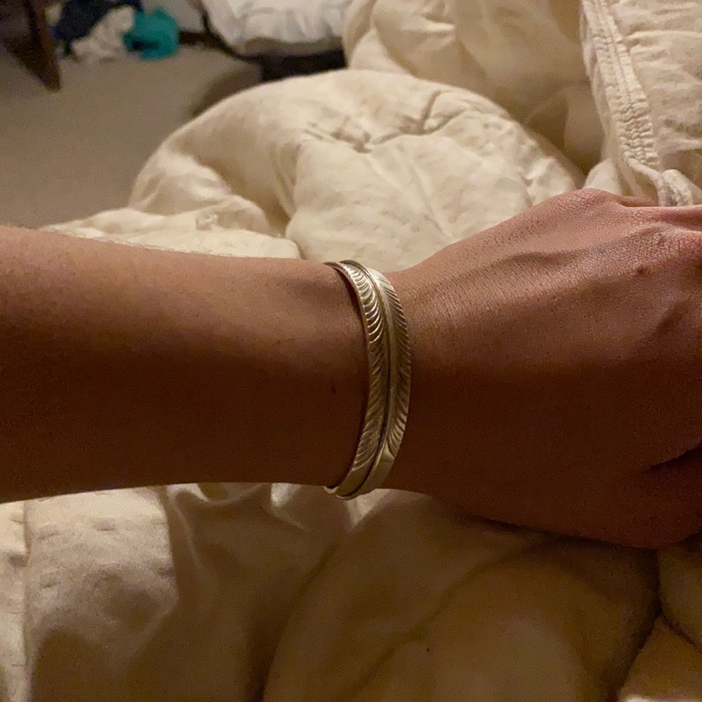Navajo Sterling Silver Feather Bracelet